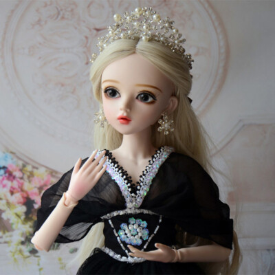 60cm BJD Doll Girl Ball Jointed Dolls with Black Wedding Dress
