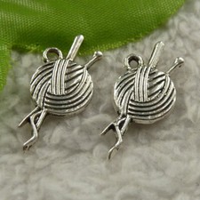 360 Pcs Tibet Silver Knitting Wool Charms 25x11mm DIY Jewelry Making B4194
