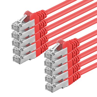 10 Stück CAT5e Kabel F/UTP PatchkabelNetzwerk Ethernet  LAN 10x rot 0,25 m - 20m