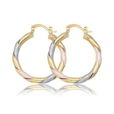 Woman 18k Gold Plated Multicolor Hoop Huggie Round Earring Drop Dangle 25mm