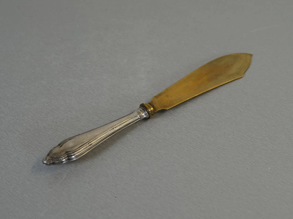 vecchio coltello da pesce in argento 800 coltello da portata posate da pesce ... - Immagine 2 di 4