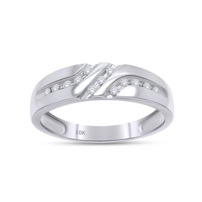 .12 Carat Mens Diamond 10K White Gold Wedding Ring Band Success Anniversary Man - Image 1 of 4