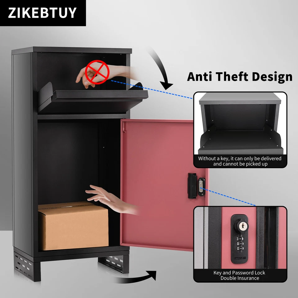 Cajas de entrega de paquetes para buzón de caída de bloqueo de montaje en piso de pared grande exterior Foto 3 de 4