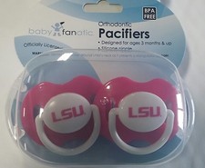 LSU Tigers PINK Baby Infant Pacifiers NCAA NEW - 2 Pack SHOWER GIFT girls