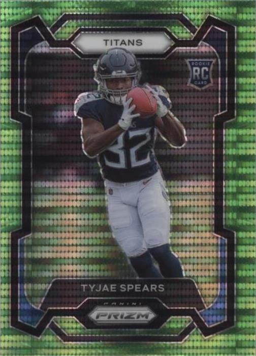 2023 Panini Prizm - Rookies Tyjae Spears #396 Neon Green Pulsar Prizm (RC)