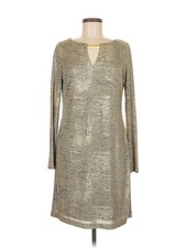 Vince Camuto Women’s Gold Shimmer Long Sleeve Sheath Cocktail Party Dress Sz 8