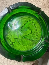 vintage indiana green glass ashtray