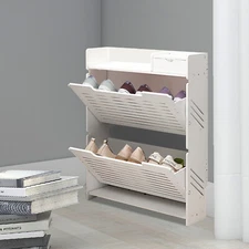 2 Layers Shoe Cabinet Flip Drawers Shoe Cabinet Entryway Shoe Rack Storage Box