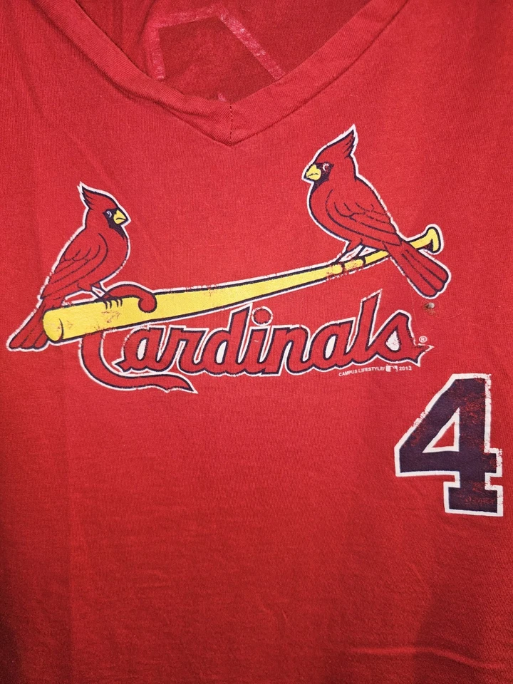 Camiseta grande para mujer Saint Louis Cardinals Yadier Molina roja con logotipo gráfico MLB Foto 2 de 4
