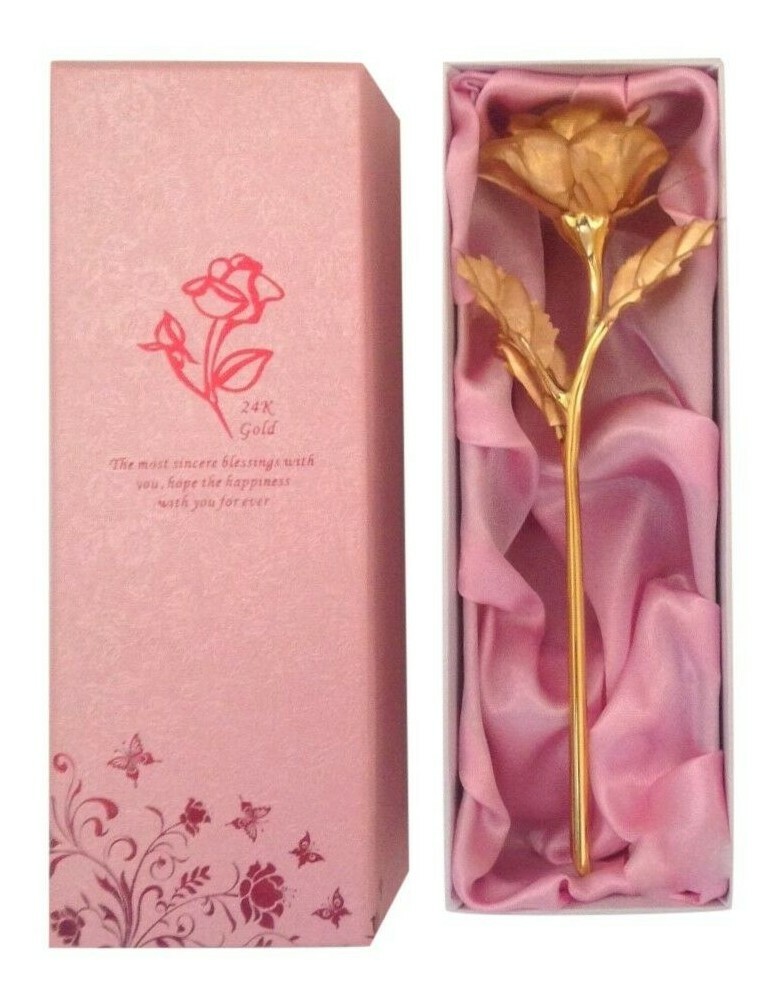 GOLD COLOUR GOLDEN ROSE FLOWER VALENTINES MOTHERS DAY GIFT WEDDING ANNIVERSARY