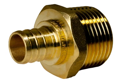 25 Pack XFITTING 3/4" PEX-B Barb x 1" Male NPT Adapter, Lead Free Brass