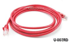 Intellinet 7ft CAT5E UTP Ethernet RJ45 Patch Cable Red