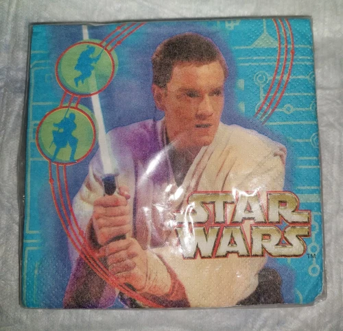 Lot of 2 New Sealed Packs of Star Wars Obi-Wan & Qui-Gon Party Napkins