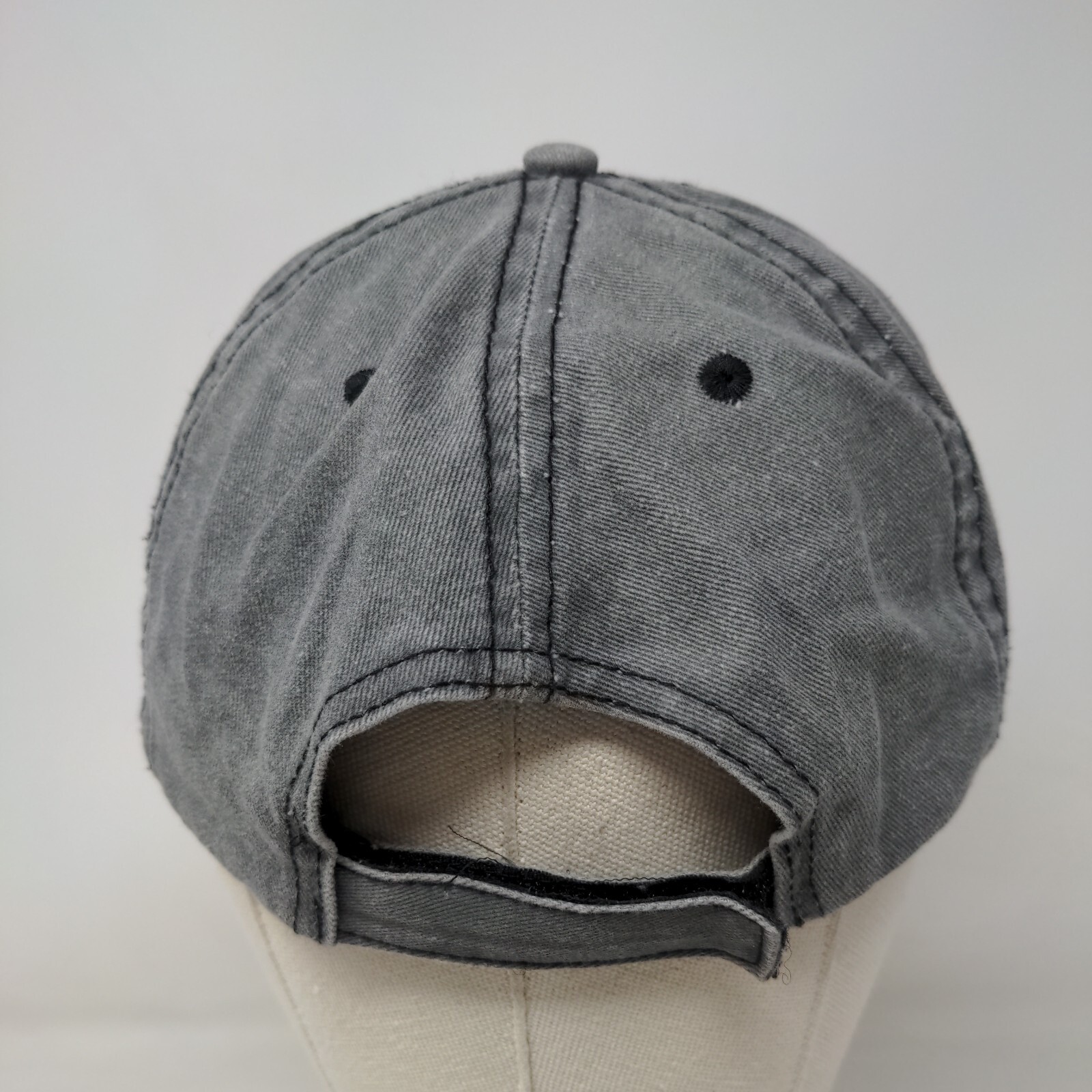 American Flag Leather Patch Strapback Hat Gray On… - image 5