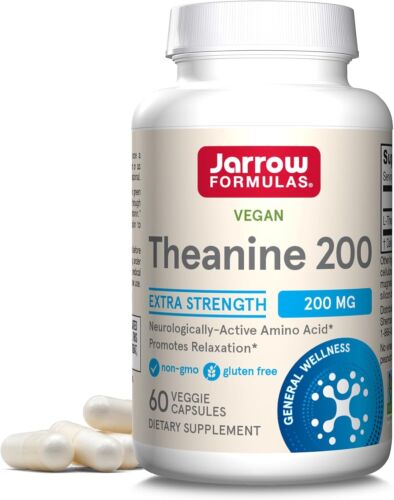 Jarrow Formulas Extra Strength Theanine 200 mg, Dietary 60 Veggie 60 Day Supply