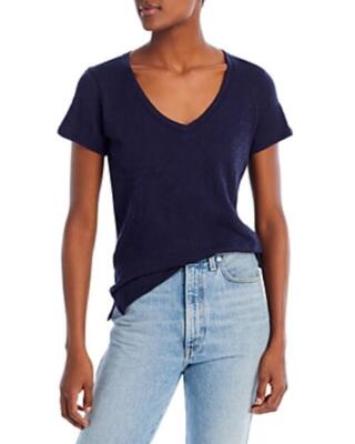 NWT Atm Anthony Thomas Melillo Schoolboy V-Neck Tee Color Navy size M