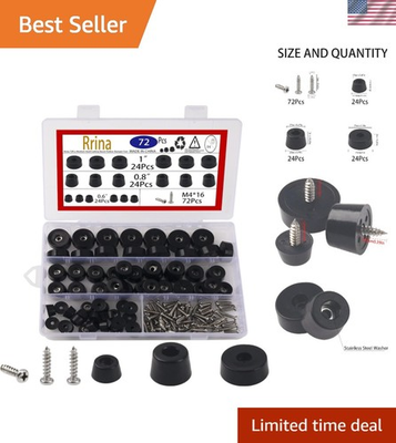 #ad Versatile Rubber Feet Assortment 72Pcs with Stainless Washers for DIY Projects $17.99