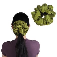 5.5" Satin Silk Scrunchies, Large Satin Hair Ties Scrunchies for Women, Green