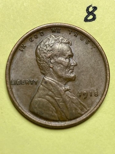 1918 LINCOLN WHEAT CENT,  high condition coin, XF/AU nice sharp details #8