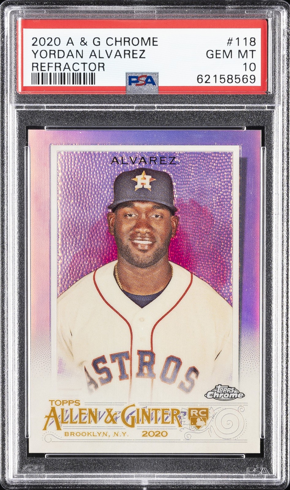 2020 TOPPS ALLEN & GINTER CHROME REFRACTOR YORDAN ALVAREZ ROOKIE RC PSA 10