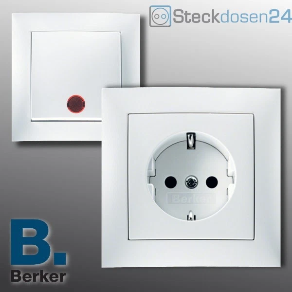 BERKER S1 Berker Steckdose S1 Polarweiß glänzend Schuko Steckdosen Schalter Wippe Rahmen