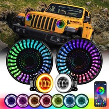 Rgb Halo 7 Led Demon Headlights Chasing Drl Combo4 Fog Lights For Wrangler Jk