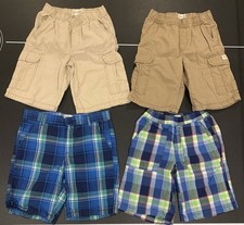 Lot Of 5 Boys Childrens Place Size 8 Shorts Khaki Plaid Pockets Elastic Waist