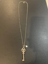 Vintage Grandmother's Button  Key Pendant Necklace