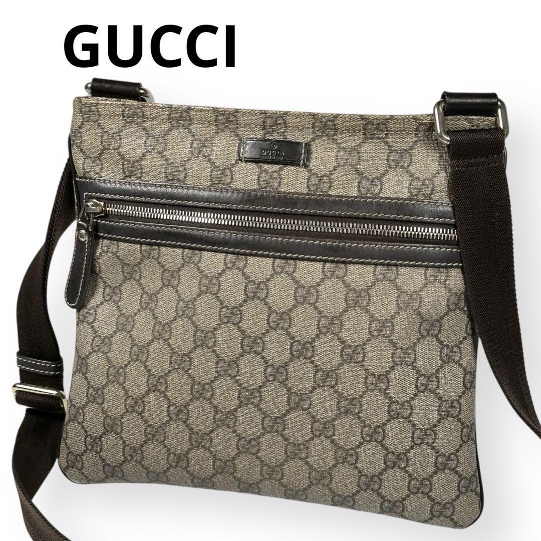 Gucci GG Supreme PVC Square Shoulder Bag Sacoche Pre-Owned Authentic