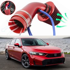 3 Cold Air Intake Filter Induction Pipe Red For Honda Civic Accord 1.8l 2.4l