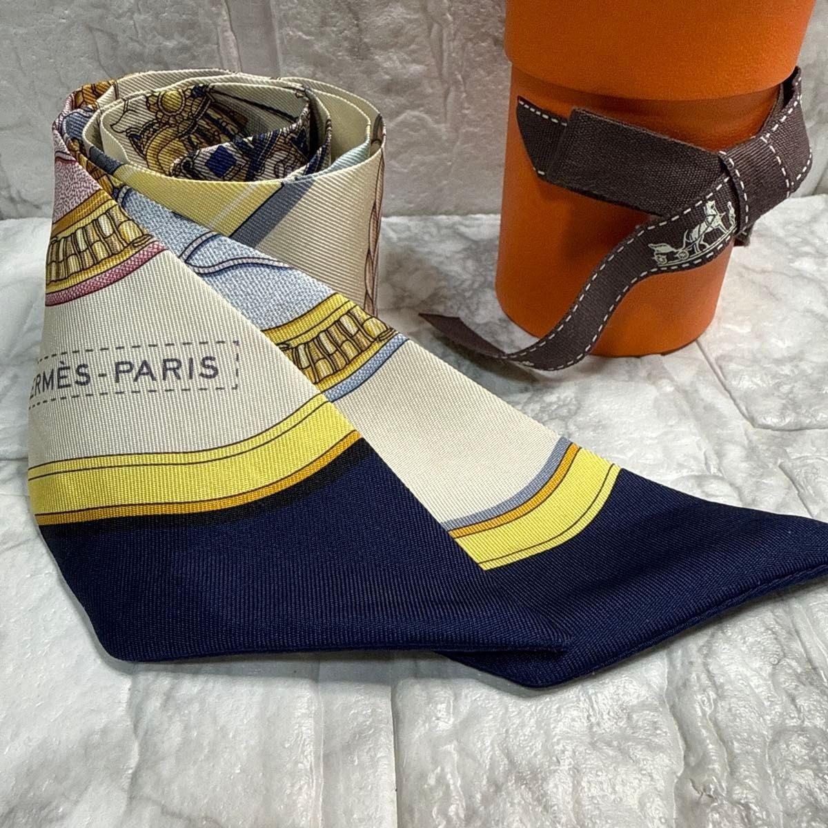 Hermes Grand Apparat Twilly Ivoire / Marine / Rose No Box | eBay
