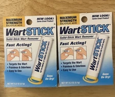 WartStick MAXIMUM STRENGTH Solid-Stick Wart Remover 0.2 Oz New!  (Lot Of 2)
