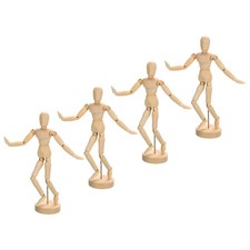 4Pcs 8" Wooden Mannequin Figure, Artist Drawing Manikin Model Flexible