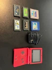 NITENDO GAME BOY ADVANCED SP (RED) W/6 GAMES ALL IN WORKING CONDITION