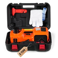 Electric Car Jack w/Tire Inflator Pump 5 Ton 12V Hydraulic Car Floor Jack Kit