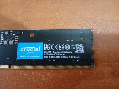 Crucial 8GB DDR5 SDRAM DDR5-4800 UDIMM Desktop RAM CT8G48C40U5