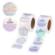 2 Rolls Candle Warning Labels, 1.5 Inch Laser Silver Candles Wick Jar Warning