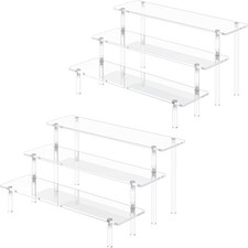 3 Tier Acrylic Display Risers, Large Perfume Organizer Stand, Clear 