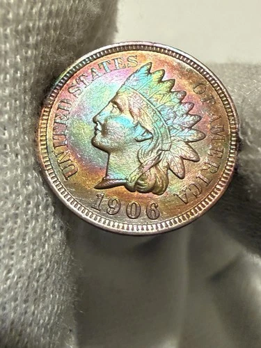 1906 Indian Head Penny Cent Lustrous AUncirculated Great Example  1c Coin Toned