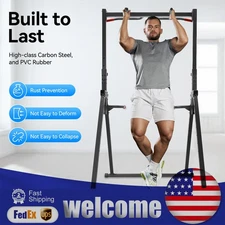 Adjustable Pull Up Bar Dip Station for Home Gym Strength Training Workout 440lbs