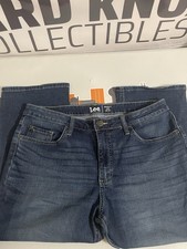 Lee Jeans Womens 16M Blue Dark Wash Regular Fit Capri Mid Rise Stretch