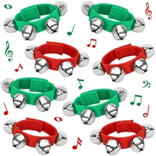 8PCS Christmas Wrist Bells, Wrist Band Jingle Bells Percussion Instruments Mu...