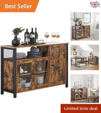 Stylish Sideboard with Adjustable Shelves, Rustic Brown and Ink Black Finish