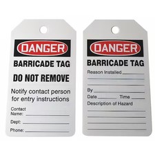 Danger Tag, Lockout Tagout, Cardstock, 5 3/4 In H X 3 1/4 In W, White,