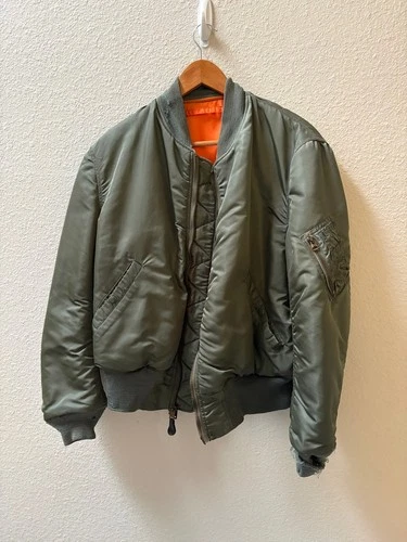 Vintage 1960s Alpha Industries MA-1 Flight Jacket MIL-J-8279D USAF Size L - product listing photo