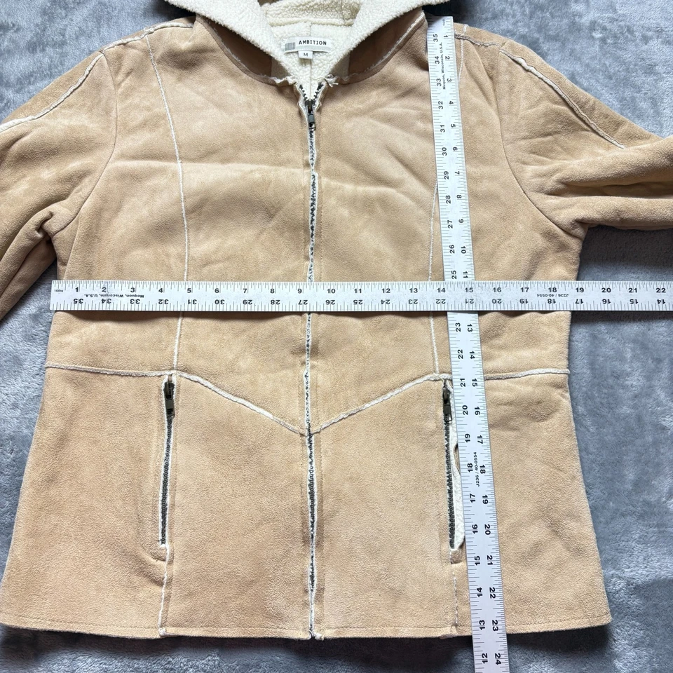 Chaqueta Ambition vintage para mujer tostada mediana forrada de sherpa ropa exterior con capucha Foto 4 de 4