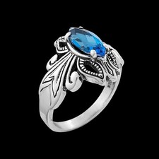 925 Sterling Silver Topaz Ring November Birthstone Radiant Blue Beauty