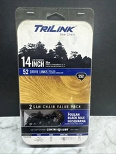 Trilink S52, 14" 2 Pack Replacement Saw Chain 52 Drive Links .050" Gauge NEW
