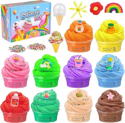 Schleim Set für Kinder Fluffy Butter Slime Kit, 10 im Pack Stressabbau Schleim Spielzeug