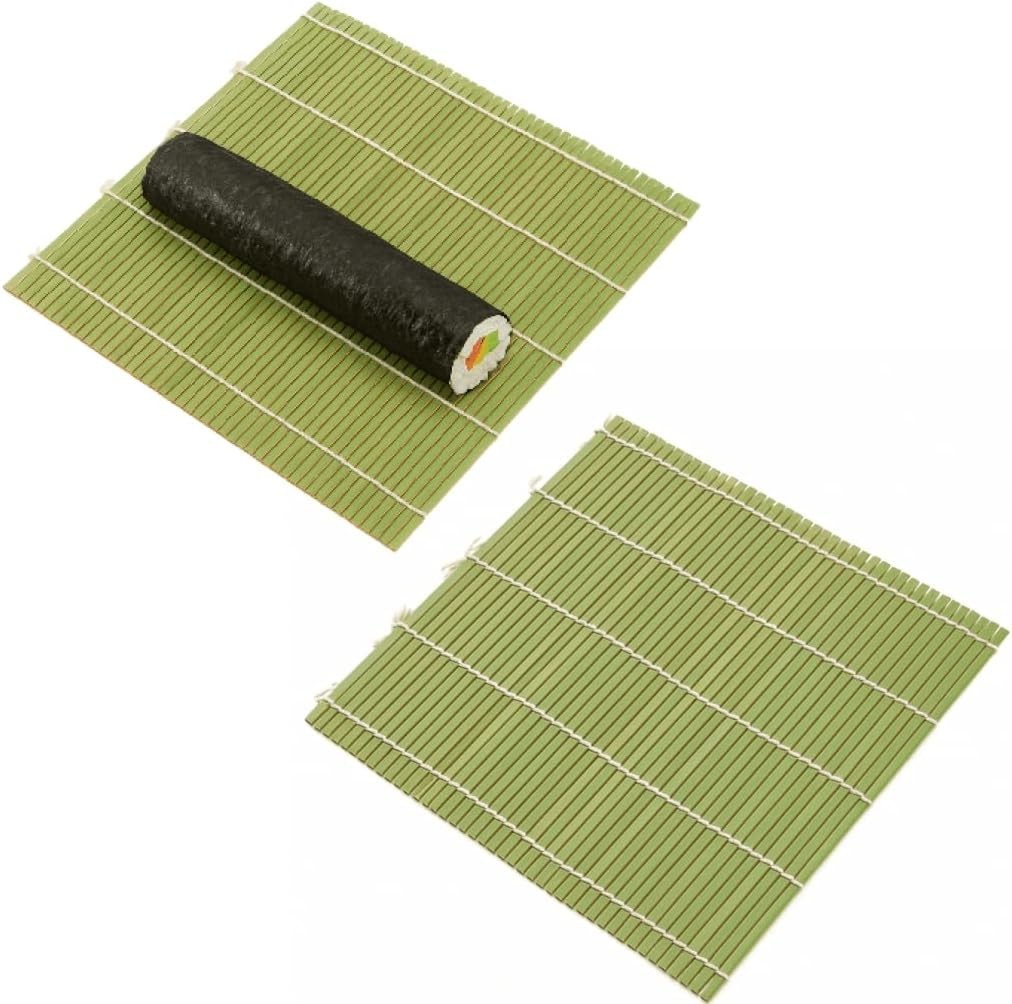 Paquete de 2 alfombrillas enrollables de bambú natural para hacer rollos Makisu de 9,5 pulgadas herramienta japonesa